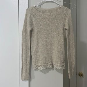 Off White Sweater with Floral Design